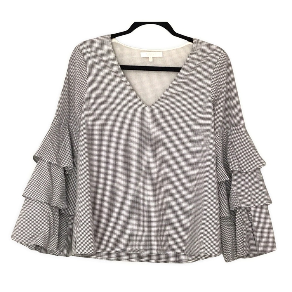 WAYF Blouse with Tiered Ruffle Sleeves, Size M